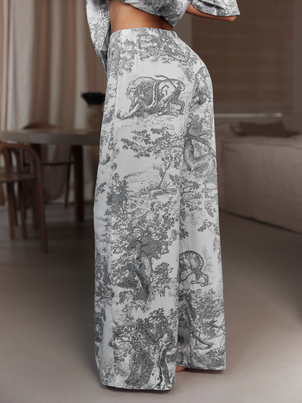 UNÁMI Zestaw piżamowy z jedwabiu: koszula i spodnie